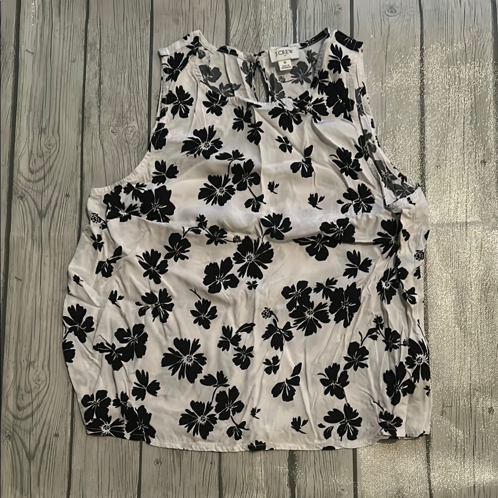J. Crew Small Black and White Floral Top